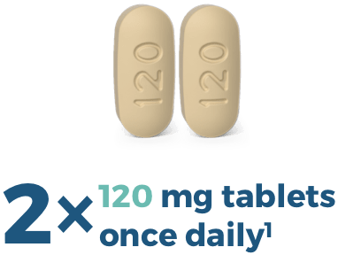 Second dose reduction is two LUMAKRAS® (sotorasib) 120mg tablets once daily