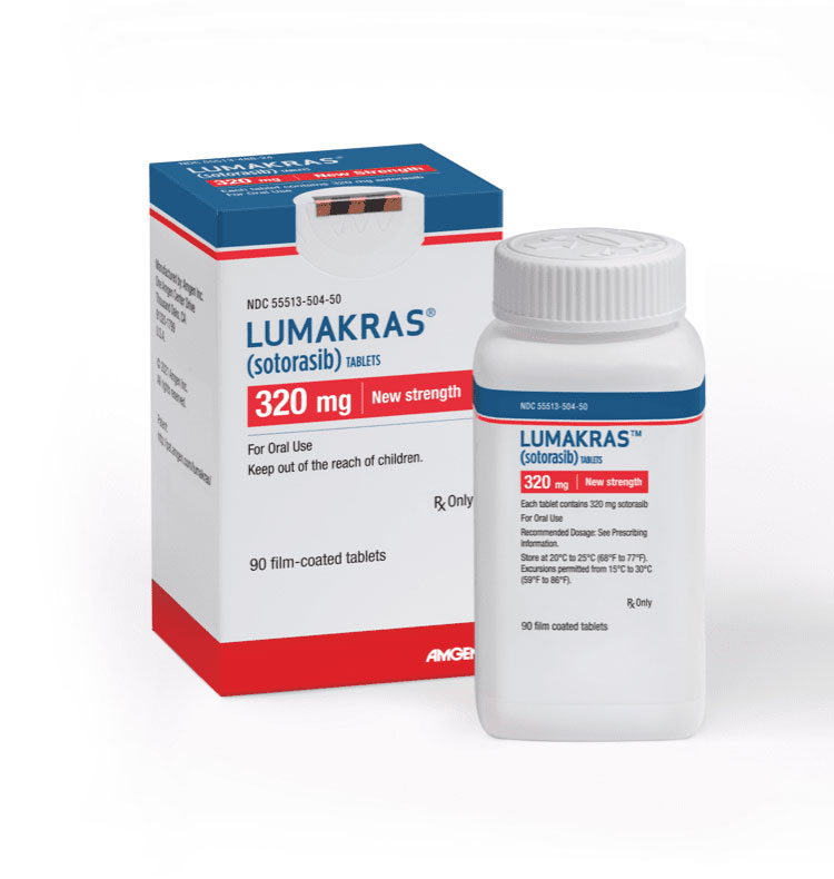 LUMAKRAS® (sotorasib) 320mg tablet bottle and box
