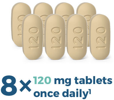 Starting dose is eight LUMAKRAS® (sotorasib) 120mg tablets once daily