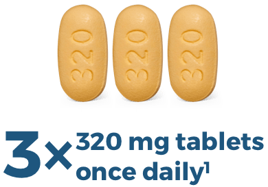 Starting dose is three LUMAKRAS® (sotorasib) 320mg tablets once daily