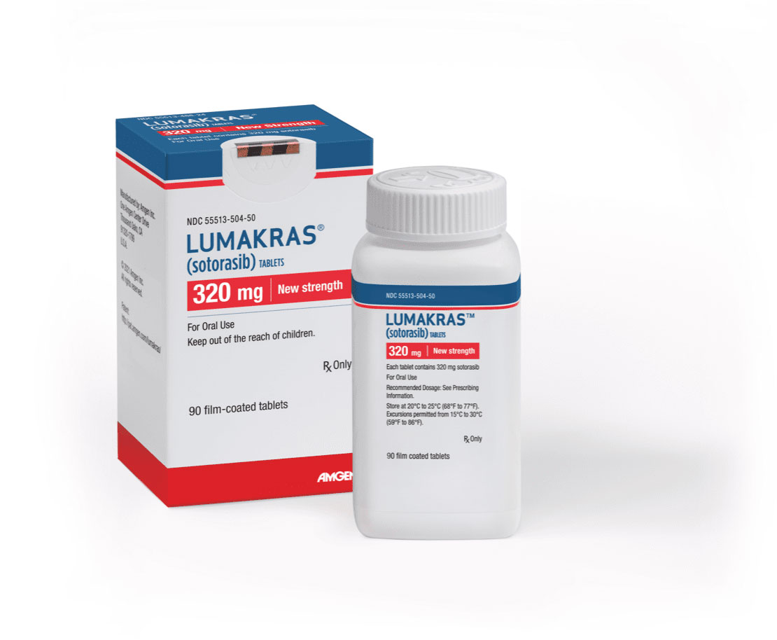 LUMAKRAS® (sotorasib) 320mg tablet bottle and box